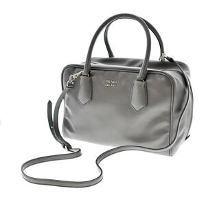 Prada Soft Calf Leather Inside Bag Granite Gray